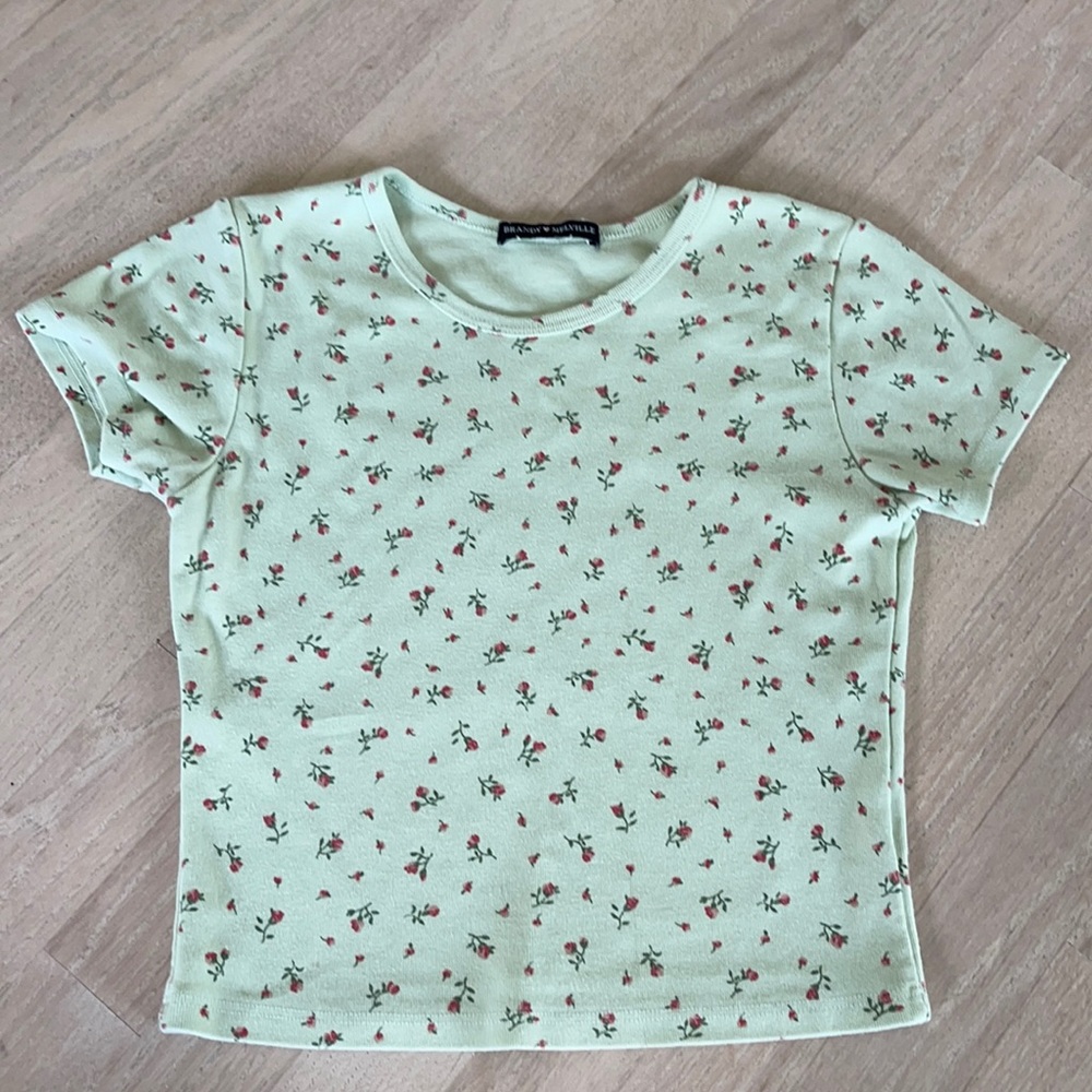 micro floral mint brandy melville baby tee